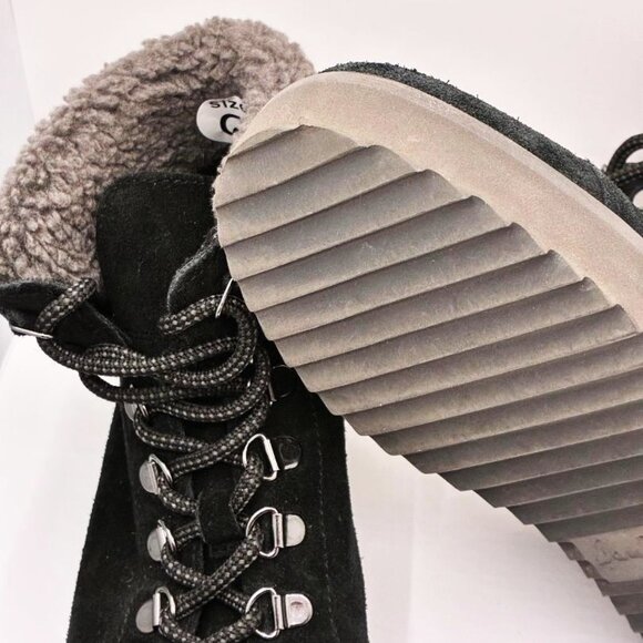 SAM EDLEMAN Franc Faux Shearling Trim Hiking Black Suede, Women Size 6, $170 NEW - Picture 7 of 8